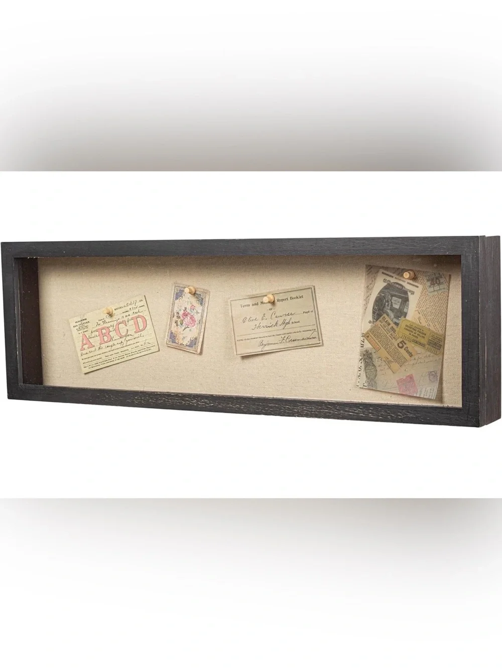 Tall Narrow Shadow Box Display Frame in Black and Beige
